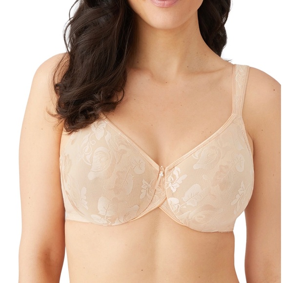 Set of 2 Wacoal Floral Lace Bra sand color - Picture 1 of 7